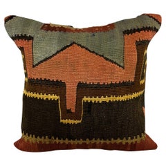 20 x 20 Cojín Turco Kilim Verde Natural Marrón Funda de Cojín #6798