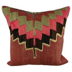 20 x 20 Cojín Turco Kilim Verde Natural Marrón Funda de Cojín #6786