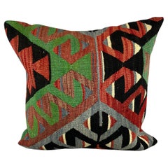 20 x 20 Cojín Turco Kilim Verde Natural Negro Funda de Cojín #6787