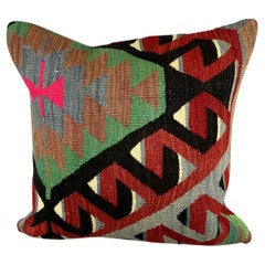 20 x 20 Kilim Turkish Cushion Natural Pink Brown Pillow Cushion Cover #6780