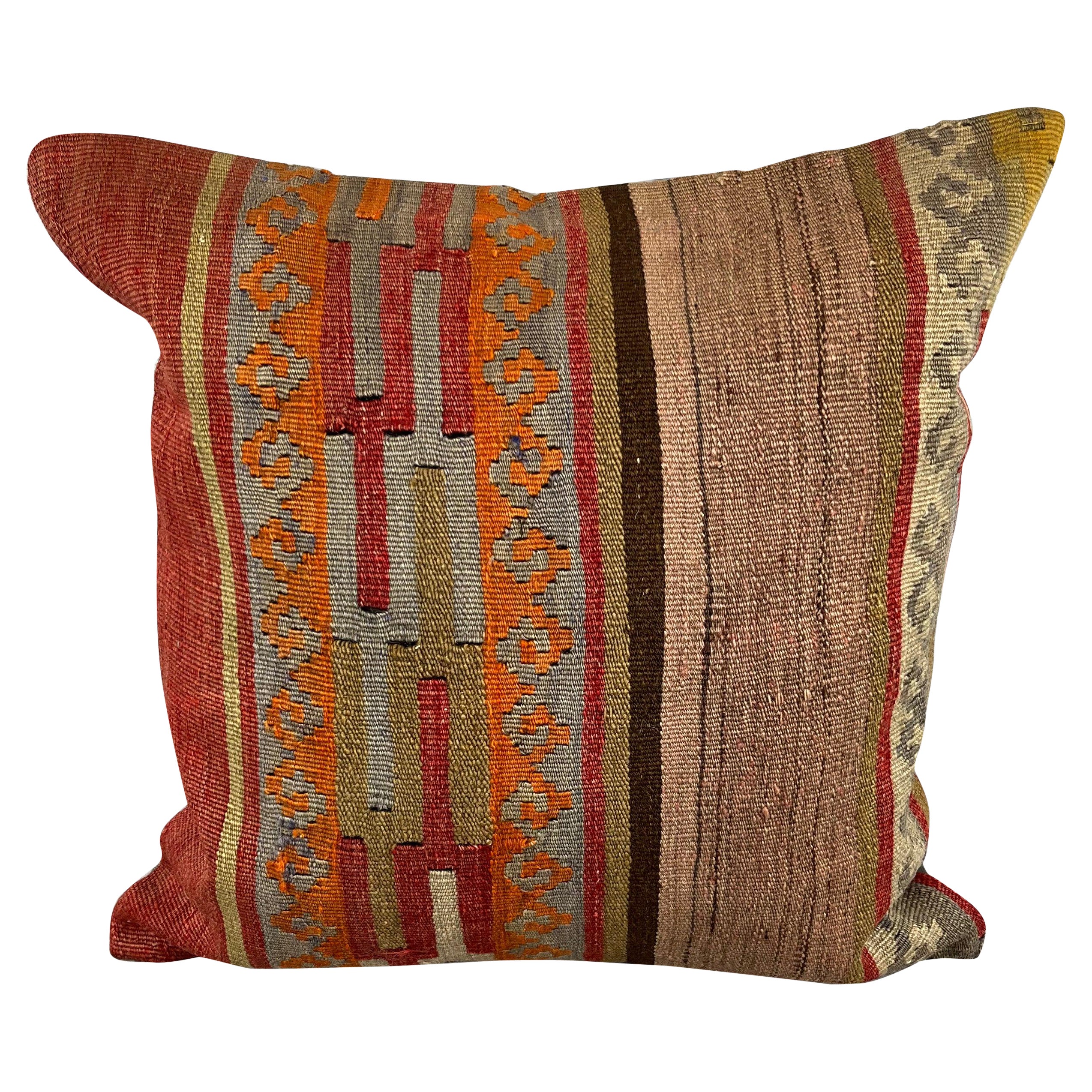 20 x 20 Kilim Türkisch Kissen Natural Rot Brown Kissen Kissenbezug #6775