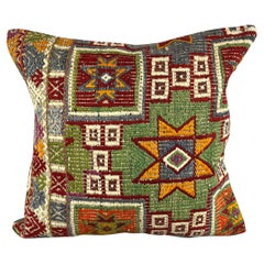 20 x 20 Cojín Kilim Cojín turco Cojín verde natural Funda de cojín #6785