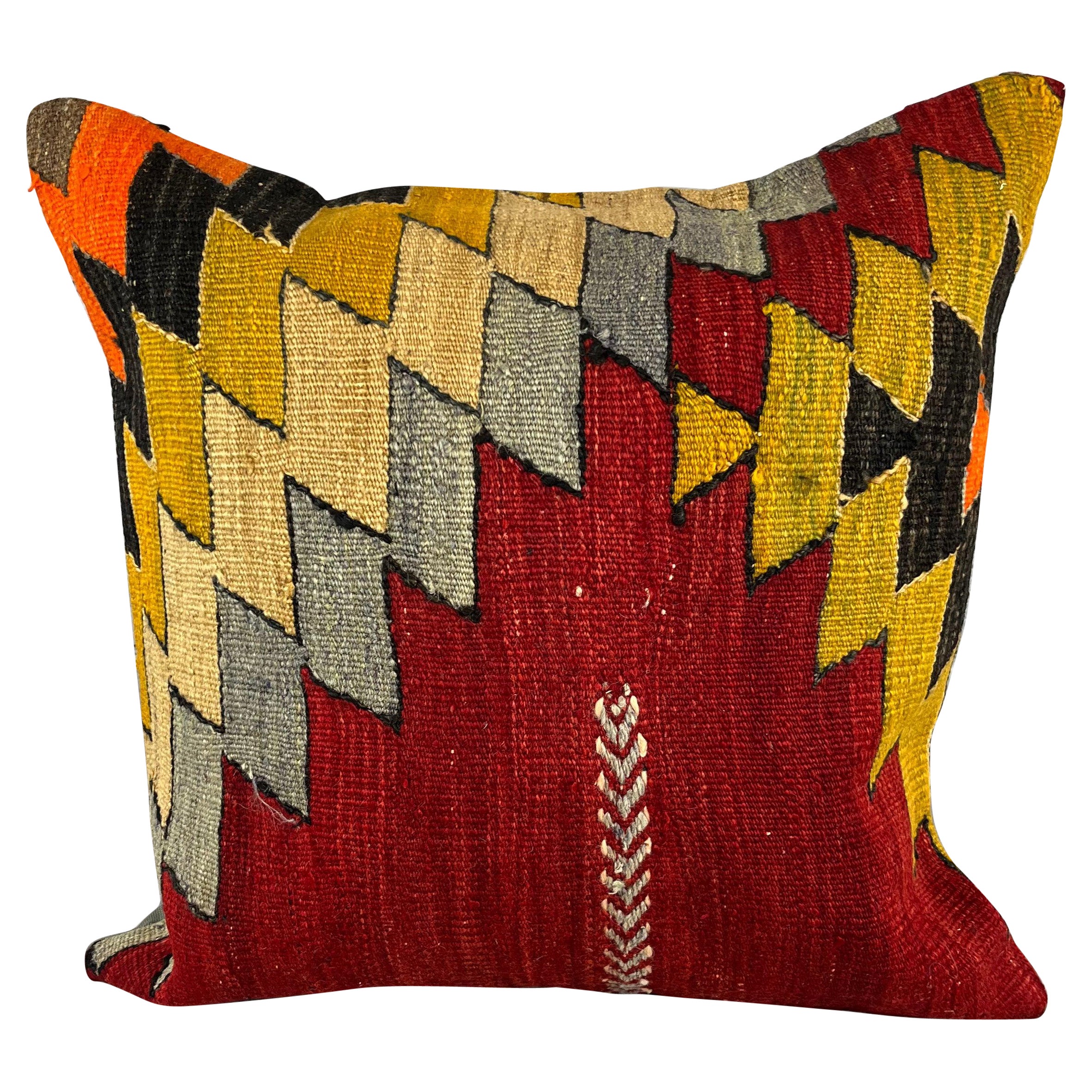 20 x 20 Kelim-Kissen Türkisches Kissen, natürliches rotes Kissen, Kissenbezug #6819