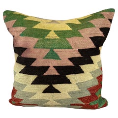 20 x 20 Cojín Turco Kilim Verde Natural Negro Funda de Cojín #6771