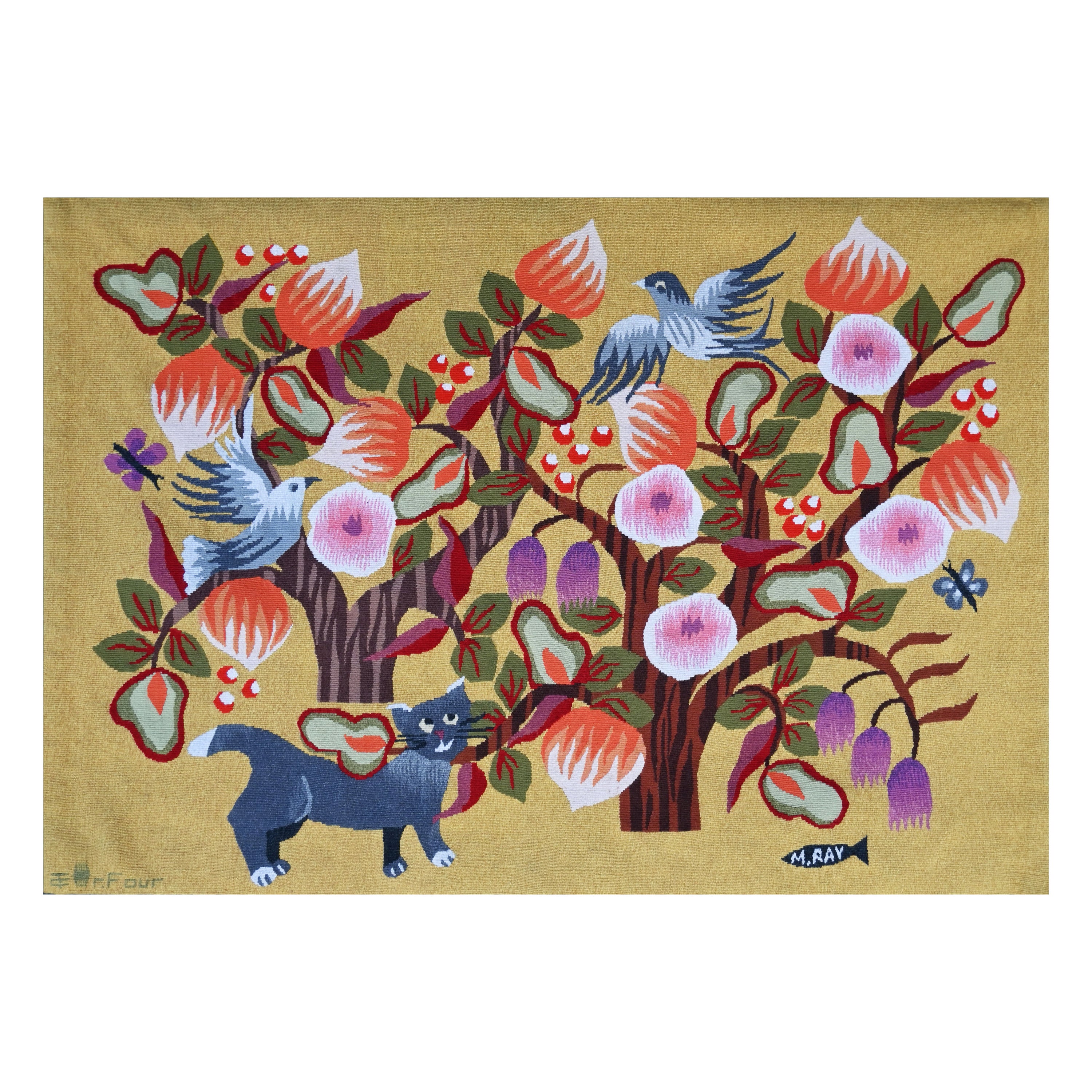 Michèle RAY - Arazzo Aubusson francese moderno 20° firmato, Monogram, No. 1443