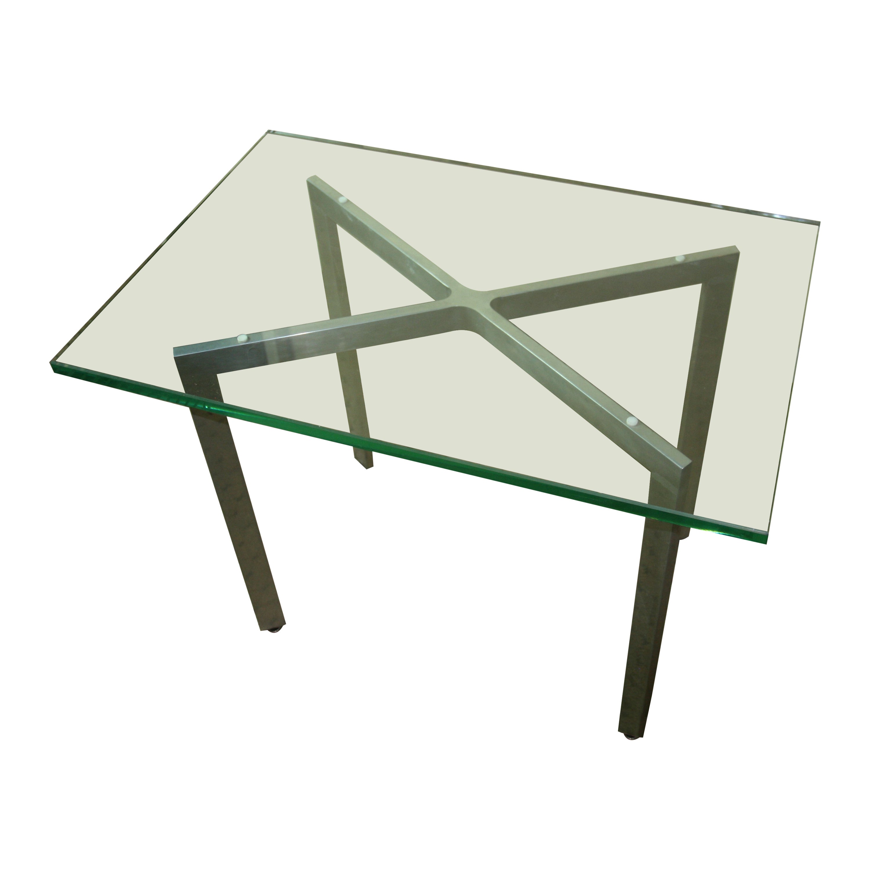 French X Base and Glass Table For Sale
