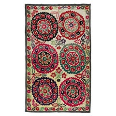 4,7x7,4 Ft ricamo in seta da parete, tovaglia Suzani, copriletto vintage