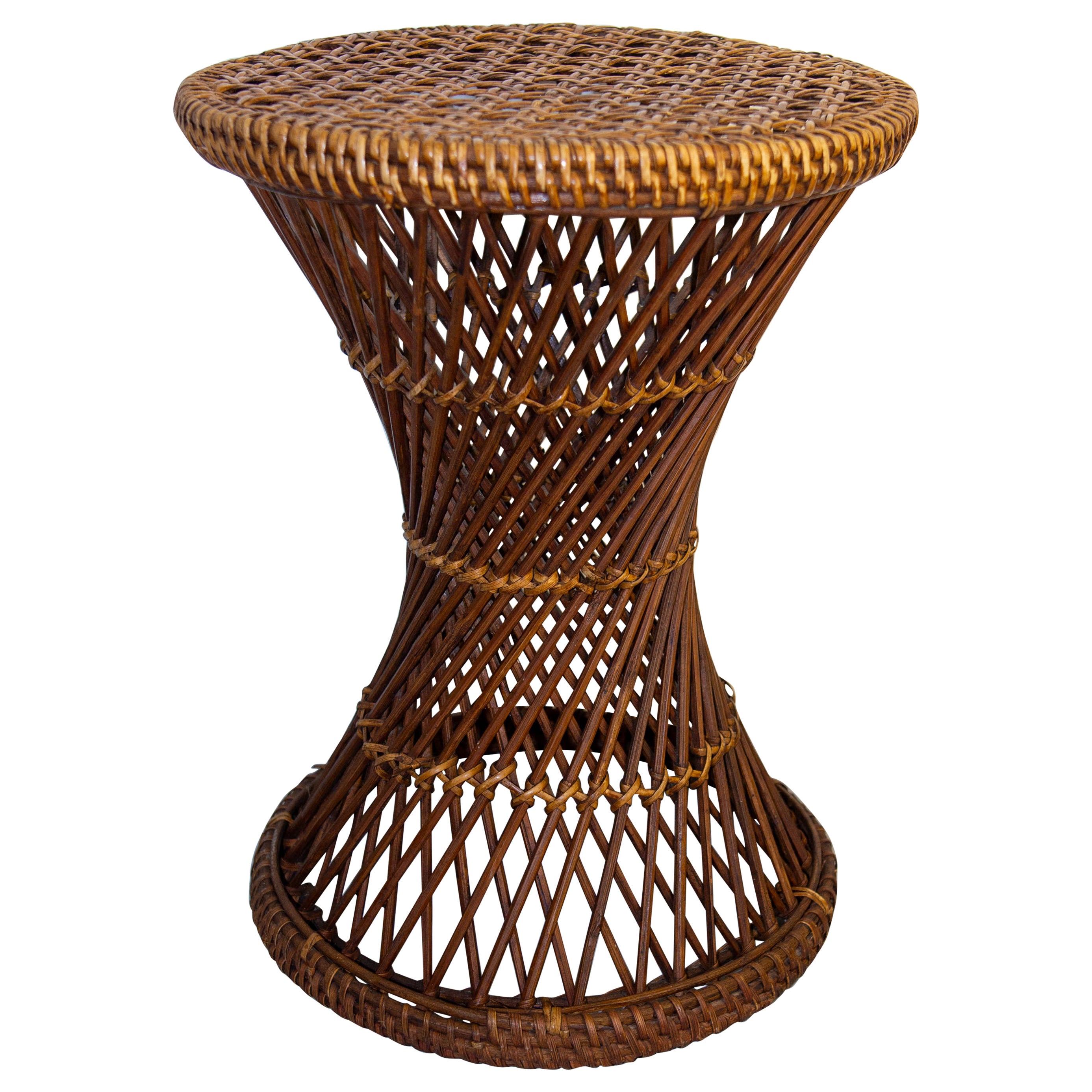 Sgabello Diabolo francese in vimini, circa 1970 in vendita
