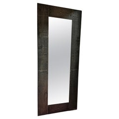 1970s Italian Etched Cast Aluminium Textured Wall Mirror by Lorenzo Burchiellaro