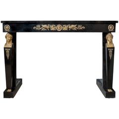 Beautiful Fireplace in Black Marble with Gilded Bronze, 19th Century