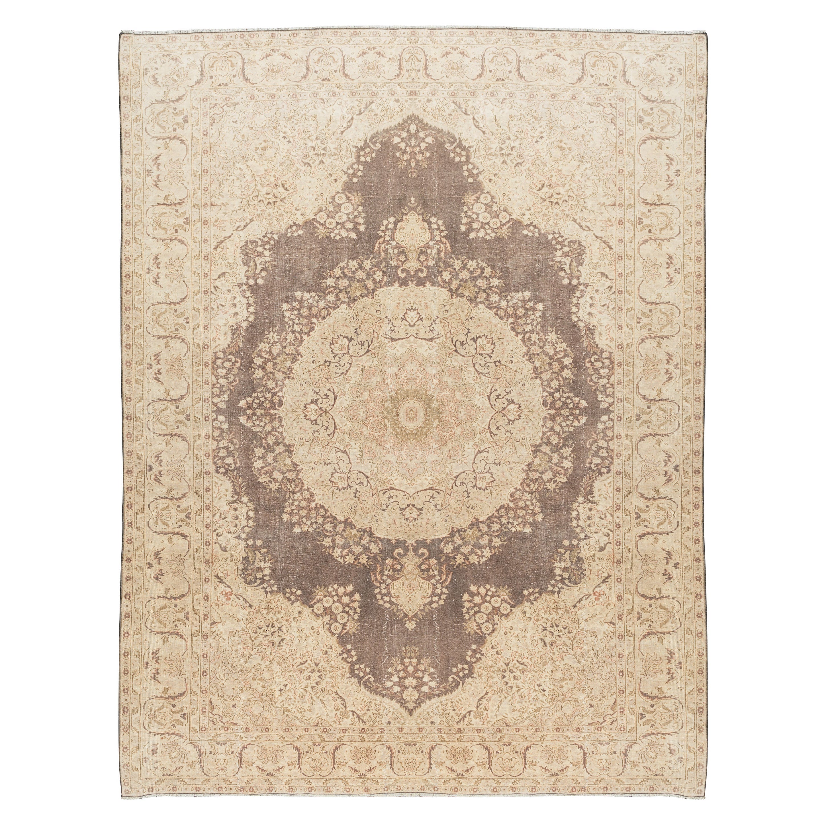 8x11 Ft Handmade Turkish Oushak Area Rug, Vintage Unique Sun Faded Large Carpet