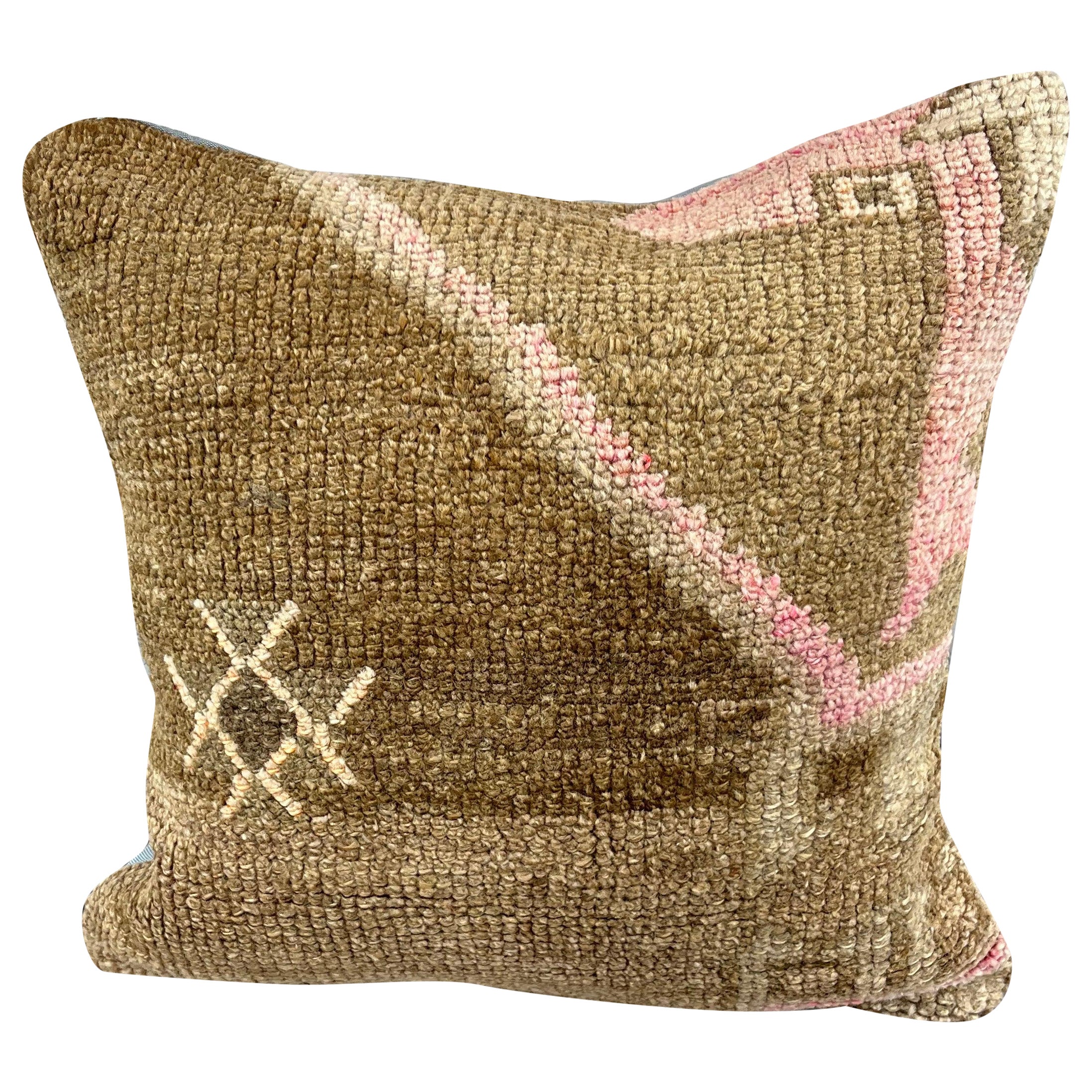 20 x 20 Rug Pillow Sultan's Tranquil Turkish Pillow Cushion Cover #7383 For Sale