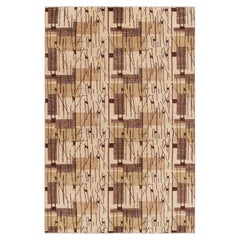 Alfombra vintage Zeki Müren en beige-marrón con motivos geométricos, de Rug & Kilim
