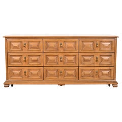 Vintage Drexel Spanish Colonial Carved Walnut Triple Dresser or Credenza, 1960s