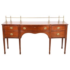 Kindel Furniture Federal Inlaid Mahogany Sideboard Credenza With Brass Gallery