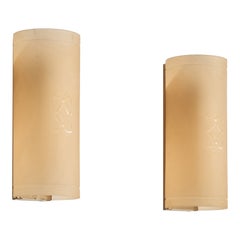 Swedish Designer, Wall Lights, Glass, Metal, Sweden, 1930s