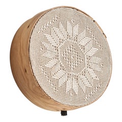 Schwedische Designerin, Wandleuchte, Stoff, Kiefernholz Schweden, 1960er Jahre