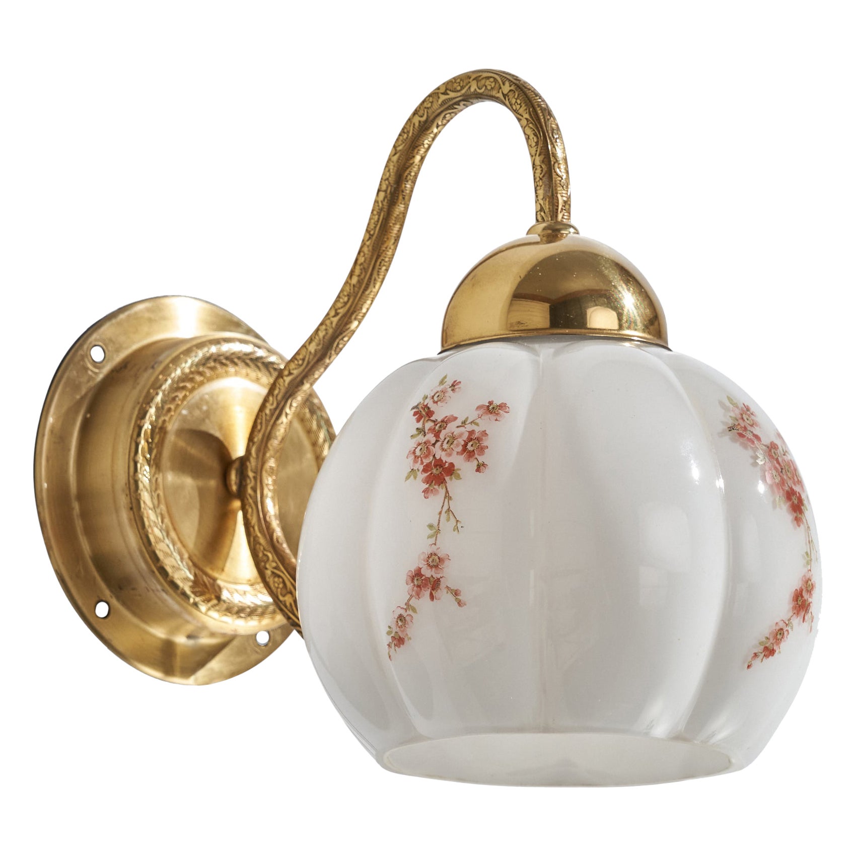 EWÅ Värnamo, Wall Light, Brass, Glass, Sweden, 1970s