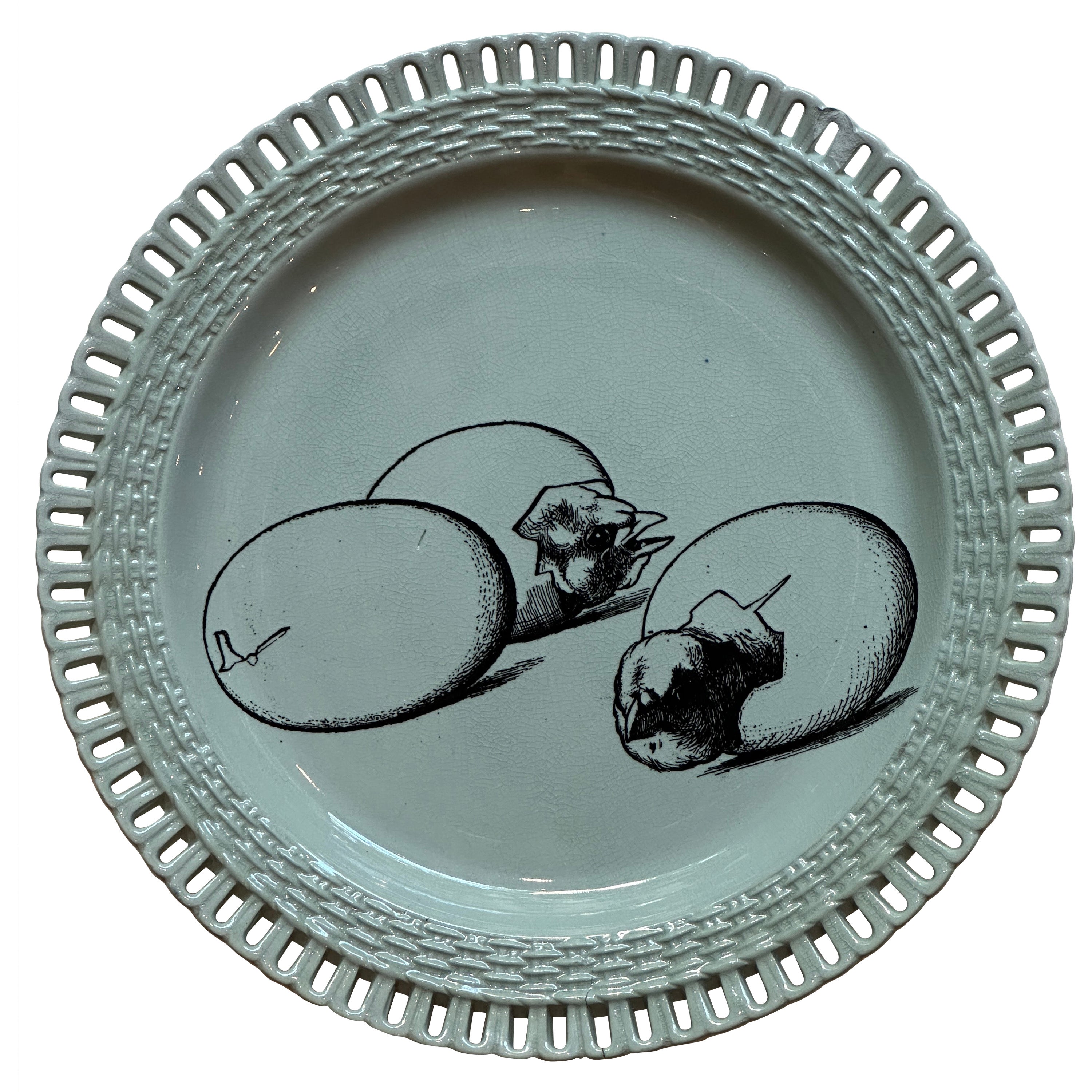 Minton Collector Teller von Gustave Léonce mit Eiern, Aesthetic Movement, 1878
