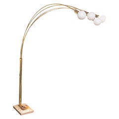 Contemporary Modern 4 Bulb Brass and Marble Arc Floor Lamp