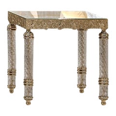 Coffee Table Iron Frame Decorations Cast Brass Leg cut Crystal Champagne Finish