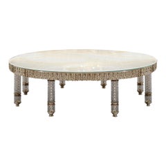 Coffee Table Iron Frame Decorations Cast Brass Leg cut Crystal Champagne Finish