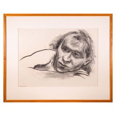 Betty Woodward-Bosley Signed Modern Figurative Graphite Drawing on Paper Framed