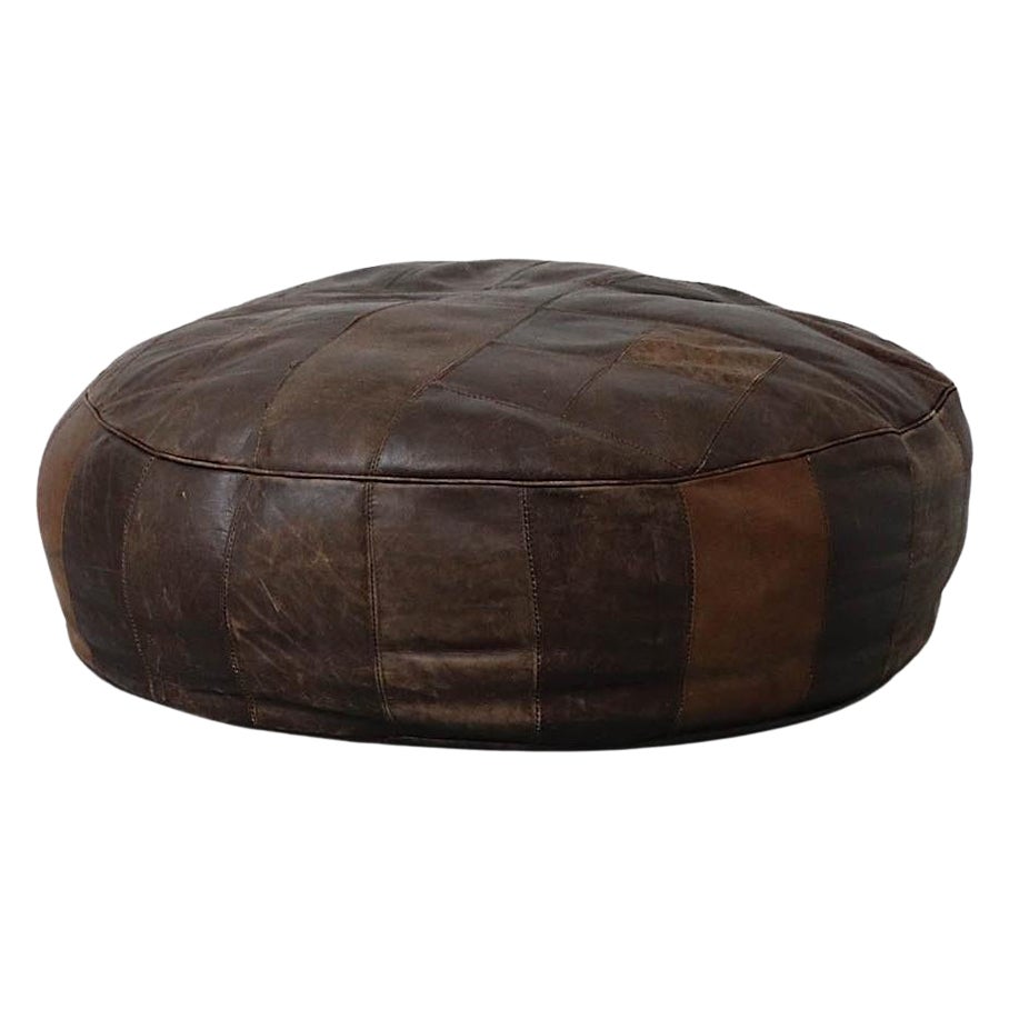 Pouf Patchwork in pelle naturale di ispirazione de Sede di metà secolo