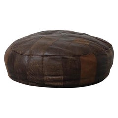 Mid-Century De Sede Inspired Natural Leather Patchwork Ottoman