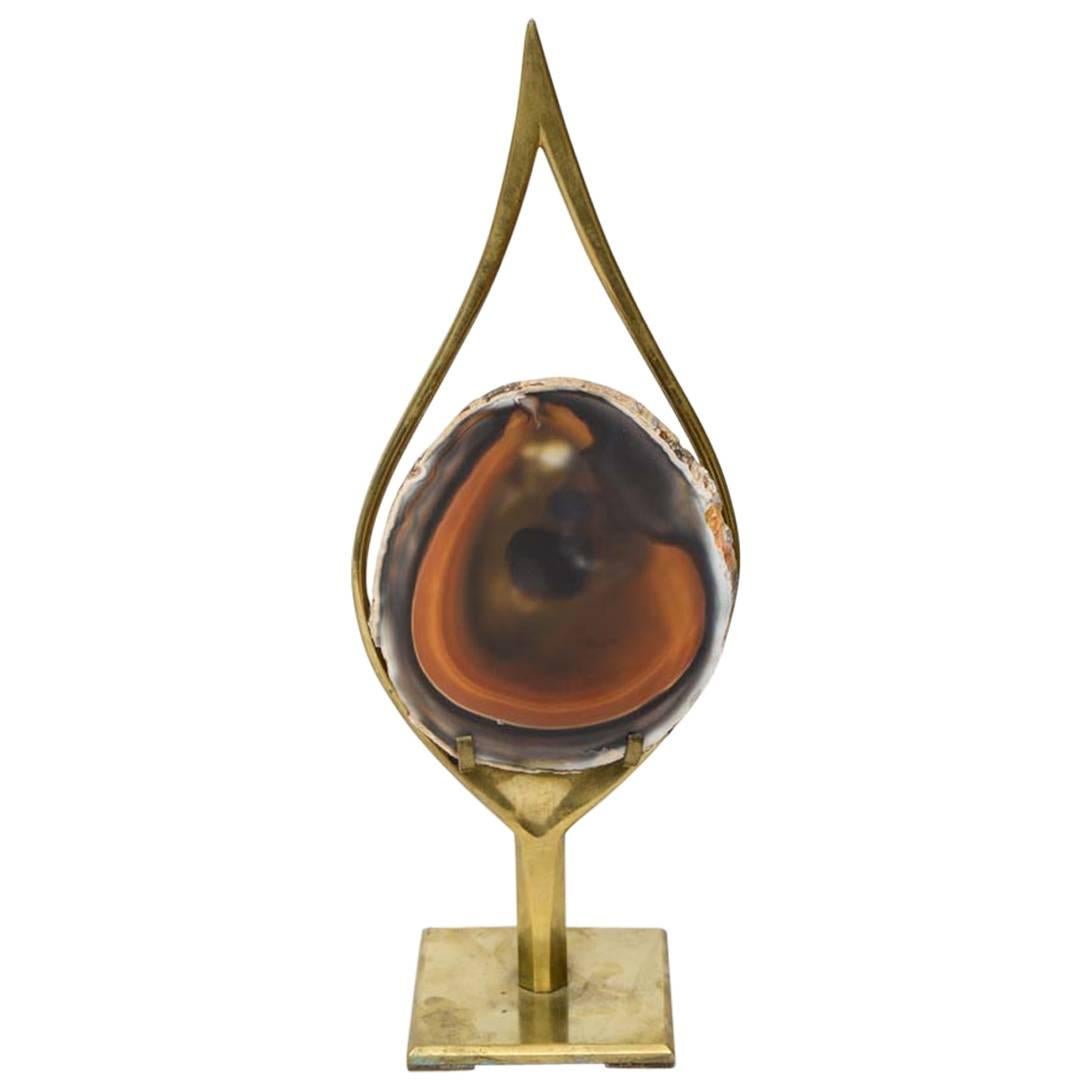 Original Brass and Agate Willy Rizzo Table Lamp For Sale
