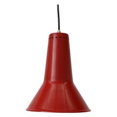Dutch Mid-Century Hagoort Red Enameled Aluminum Cone Pendant Light