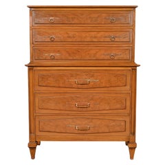 Romweber Mid-Century Hollywood Regency Highboy-Kommode aus Nussbaum und Wurzelholz