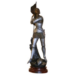 Early 20th Century French Joan-of-Arc Patinated Spelter Figure by Ernest Legrand