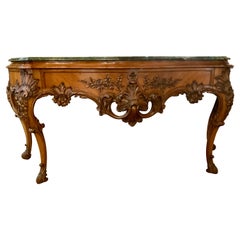 American console with green marble top, rosewood in transitional style