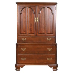 Georgian Carved Solid Cherry Wood Gentleman's Chest, Newly Refinished