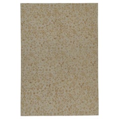 Rug & Kilim’s European Tudor style Flat Weave in Gray with Gold Floral Pattern