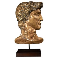 Exquisite 19th-Century Bronze Profile Plaque of David 16.5"H