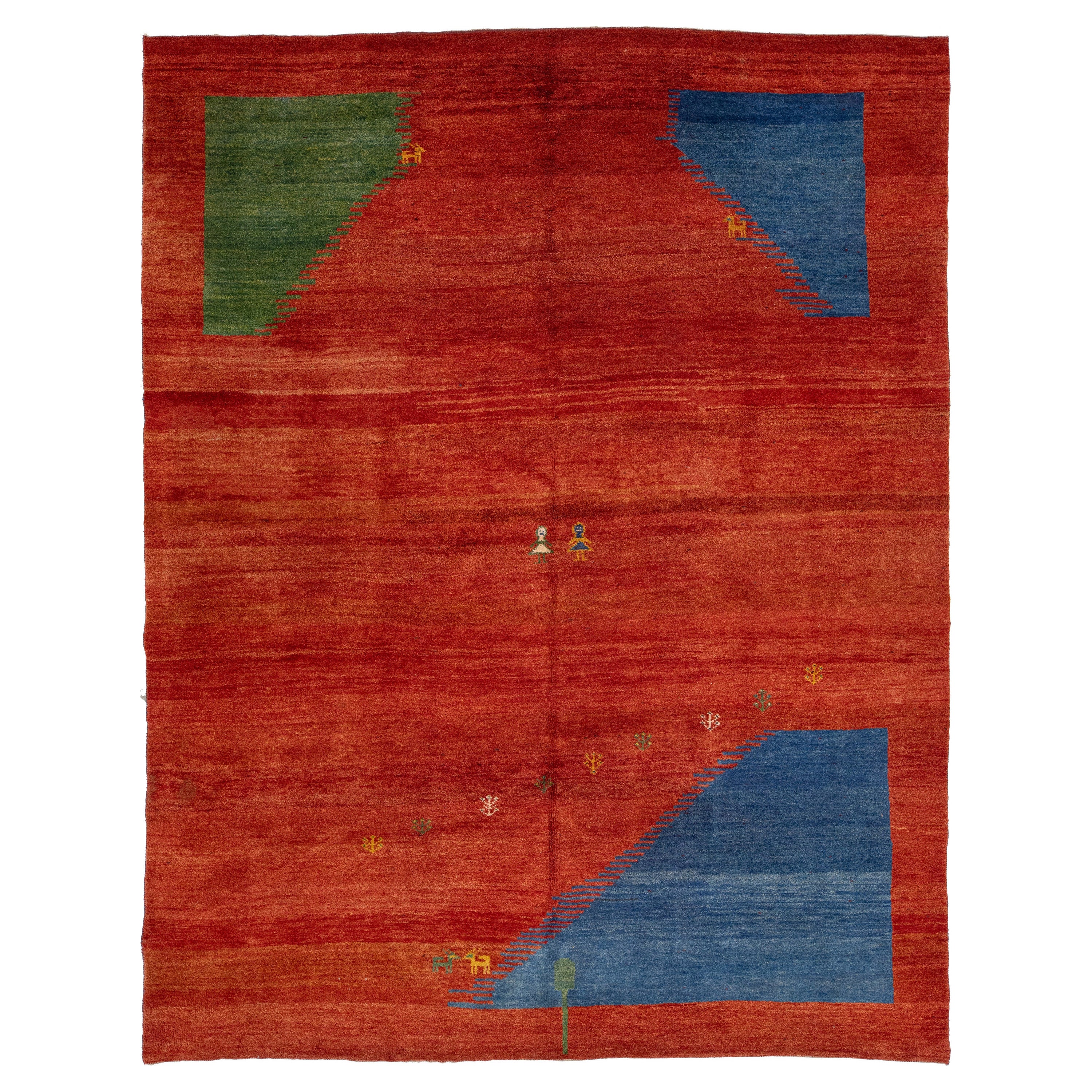 Contemporary Persian Gabbeh Designed Wool Rug in Red