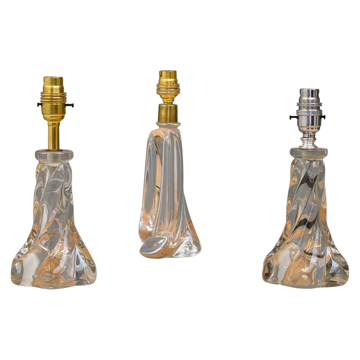 Set di tre lampade in vetro trasparente