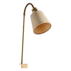 Nybro Armaturfabrik, Task Light, Brass, Fabric, Sweden, 1940s
