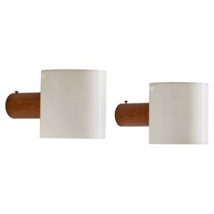 Uno Kristiansson, Wall Lights, Oak, Acrylic, Sweden, 1970s