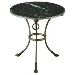 Vintage Maison Jansen Style Round Marble Top Side Table