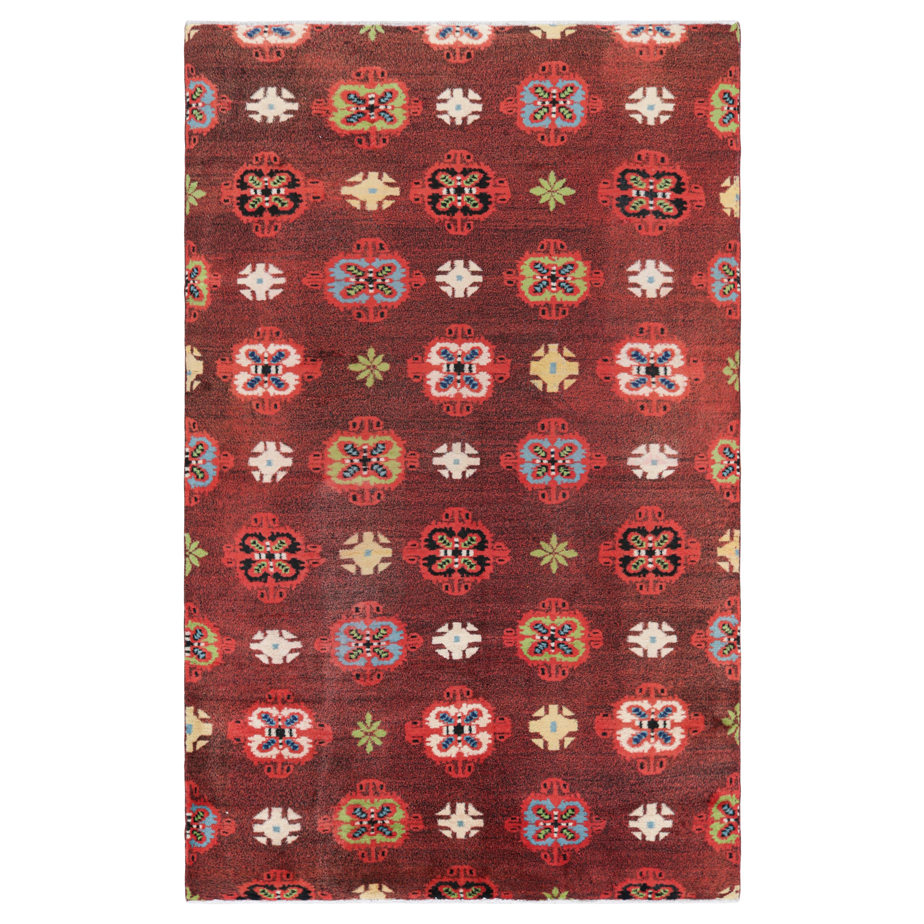 Alfombra vintage Zeki Müren roja con medallones geométricos, de Rug & Kilim
