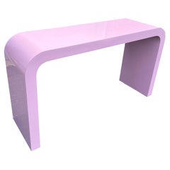 1980 Pink Laminate Waterfall Console Table