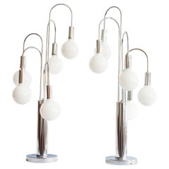 Paire de lampes cascade en chrome de style The Modernity du milieu du siècle dernier dans le style de Sonneman
