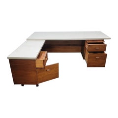 Mid Century Walnut Executive Desk with return