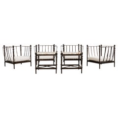 Set of Four Michael Taylor Montecito Chairs with Two Tables