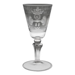 Antique German Friendship Glass with Pedestal Stem c1740