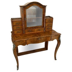 Escritorio Bonheur De Jour Antiguo de Nogal Victoriano de calidad excepcional