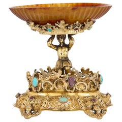 Viennese Silver-Gilt, Agate, and Opal-Encrusted Tazza